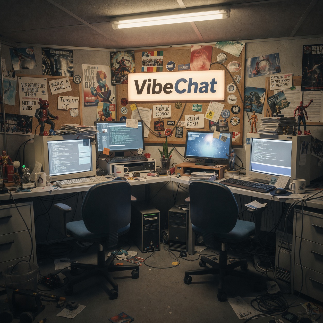 Het Vibechat dreamteam tijdens een werkoverleg op de Eindhovense werkvloer.